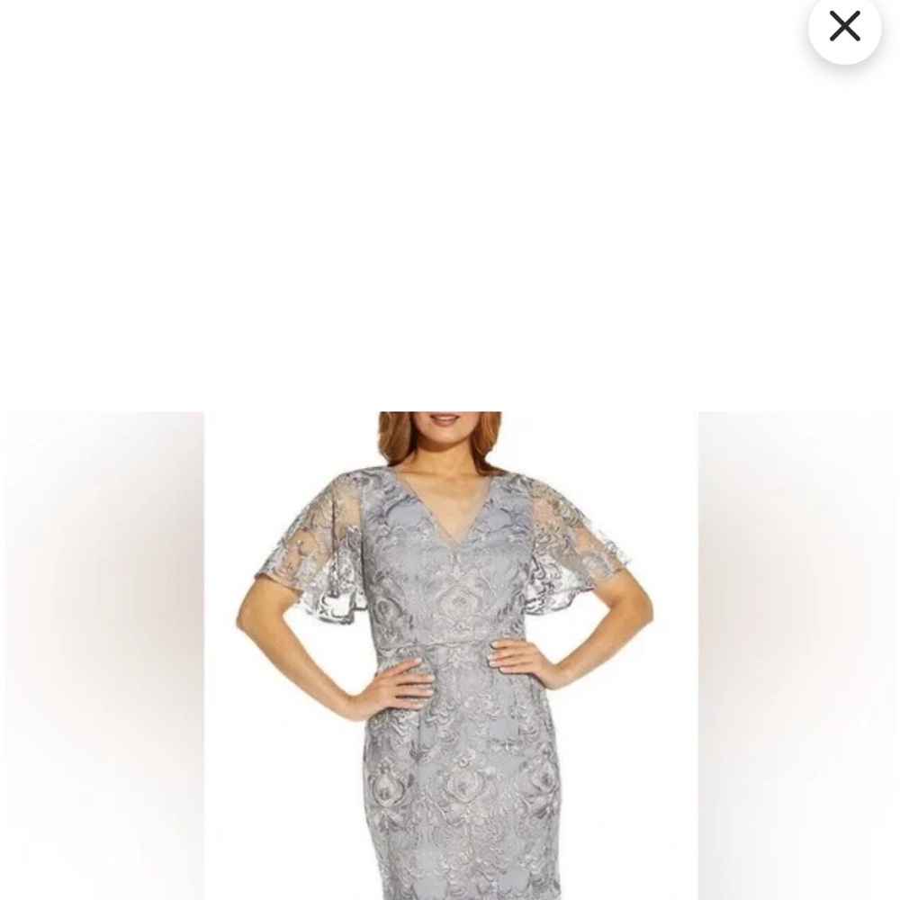 Elegant Lace Evening Gown - Gray